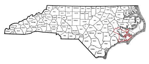 North Carolina Counties Map with Cities